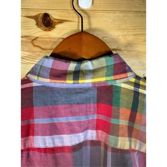 J.Crew Factory Summer Plaid Shirt Men's Size Medium Long Sleeve Button-Up Shirt - Picture 6 of 10